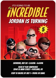 The Incredibles Birthday Invitations