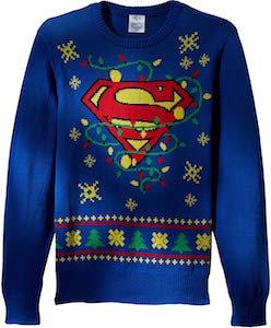 Superman Logo And Lights Christmas Sweater