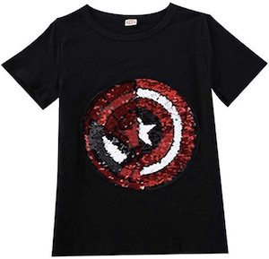Sequins Captain America And Spider-Man T-Shirt
