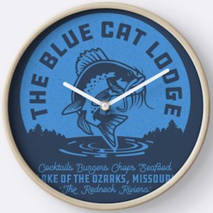 Ozark The Blue Cat Lodge Wall Clock