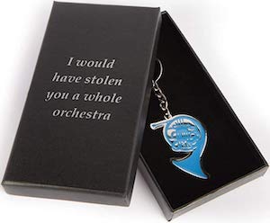 Blue French Horn Key Chain