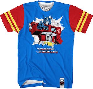 Transformers Striped Sleeves Optimus Prime T-Shirt