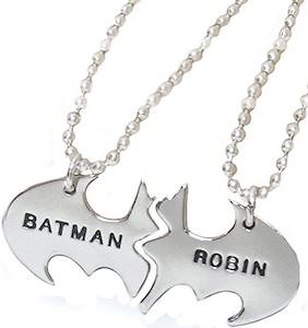 Batman And Robin Logo Necklace Set