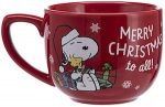 Red Peanuts Christmas Mug with Snoopy and Woodstock