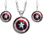 Marvel Captain America Necklace And Earrings Set