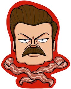 Ron Swanson And Bacon Sticker